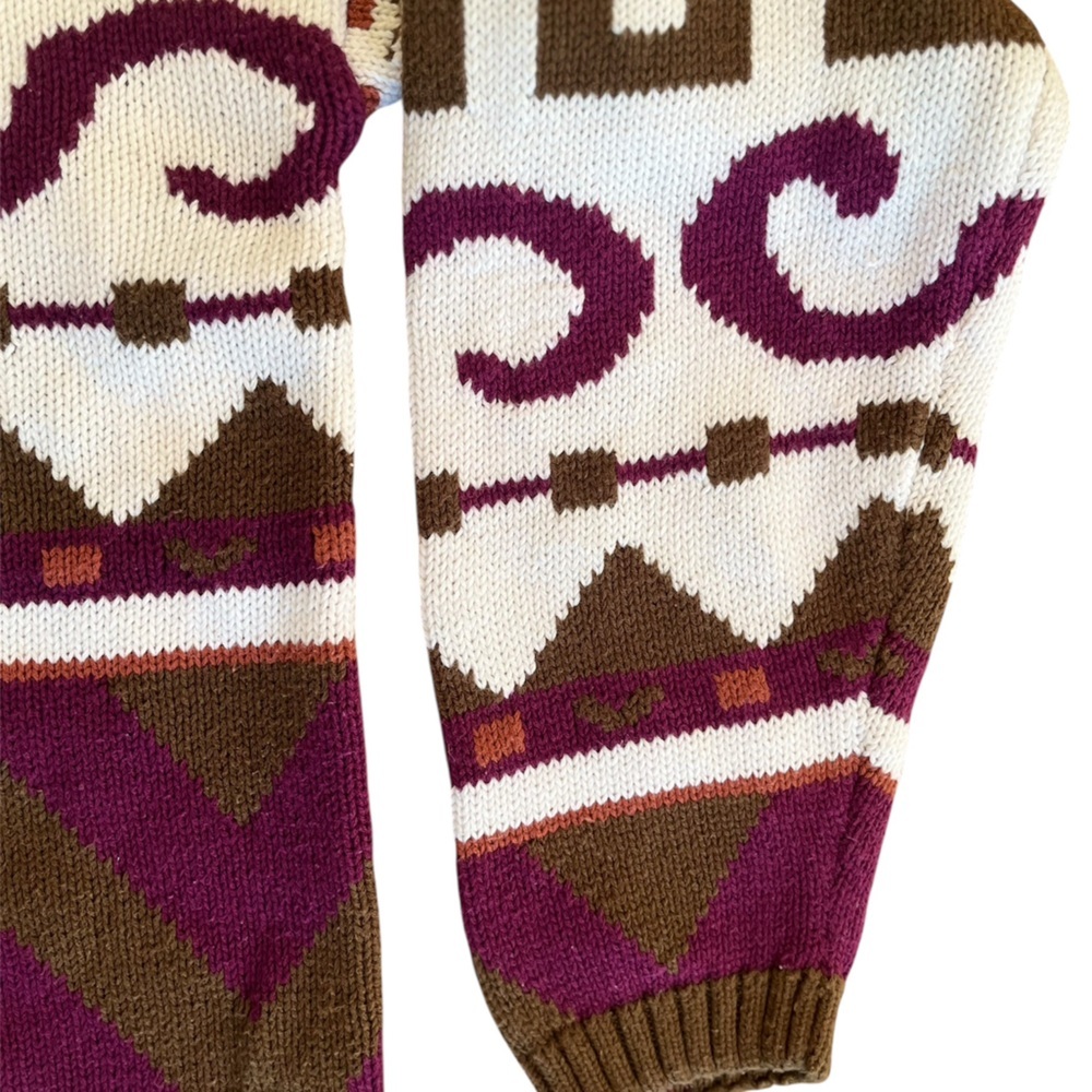 Vintage River Island 100% Cotton Nordic Geometric Patterned Knit Chunky Sweater - Picture 2 of 8